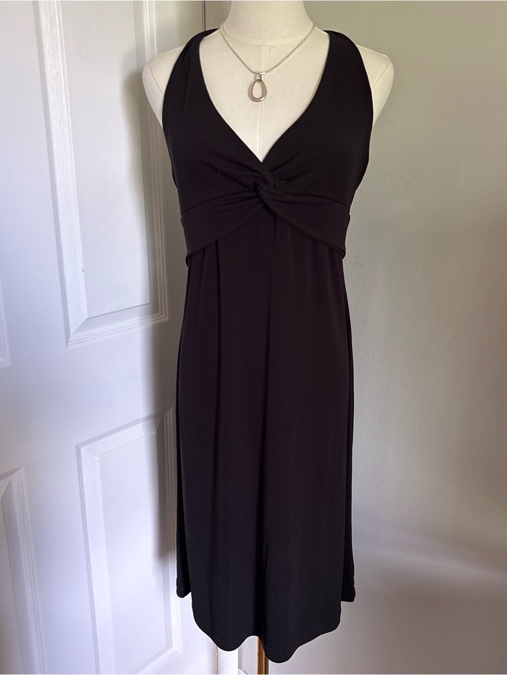 BCBGMaxAzria Black Twist-Front Midi Dress